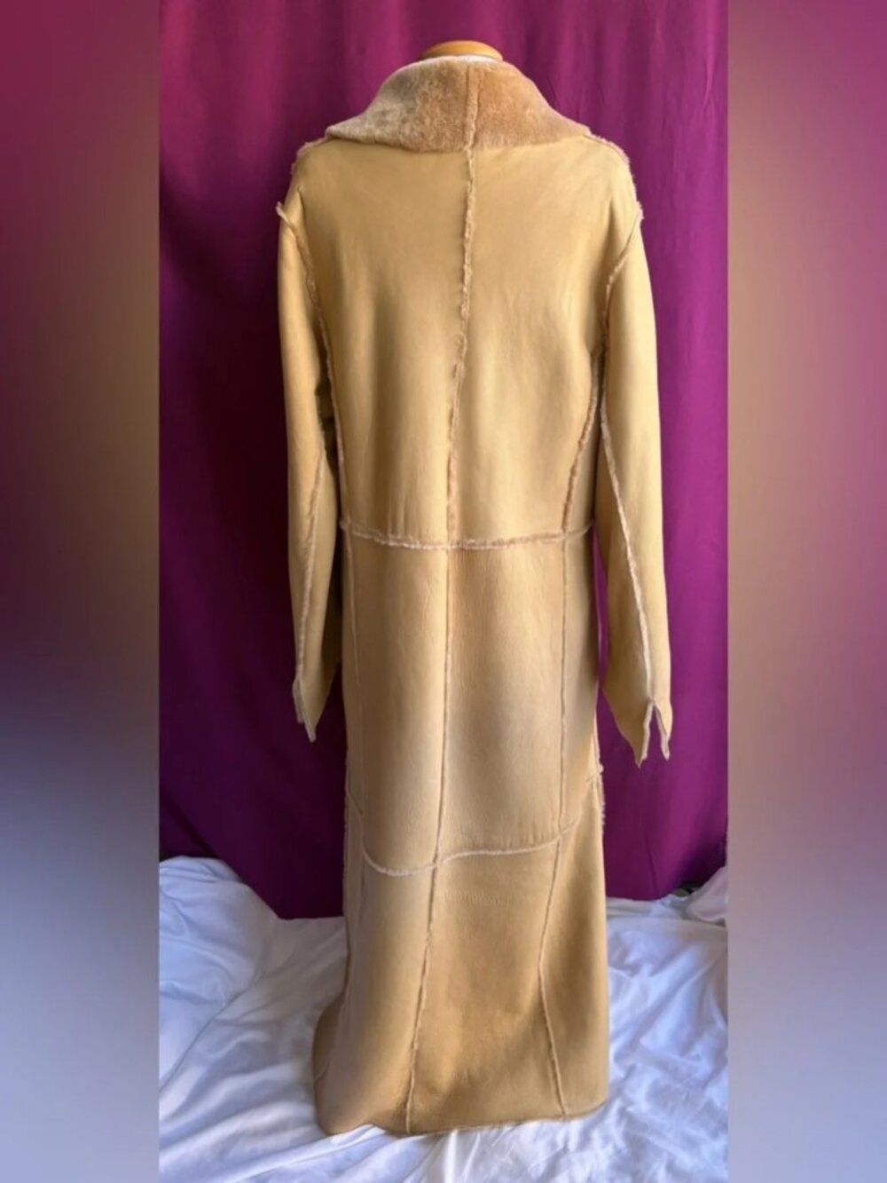 Genuine Shearling Coat Made in Italy Full Length Sheepskin Leather Size 48 - Picture 3 of 10
